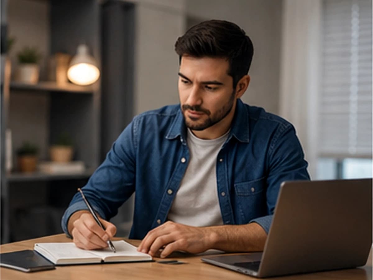 Candidate preparing for an employer interview with structured guidance